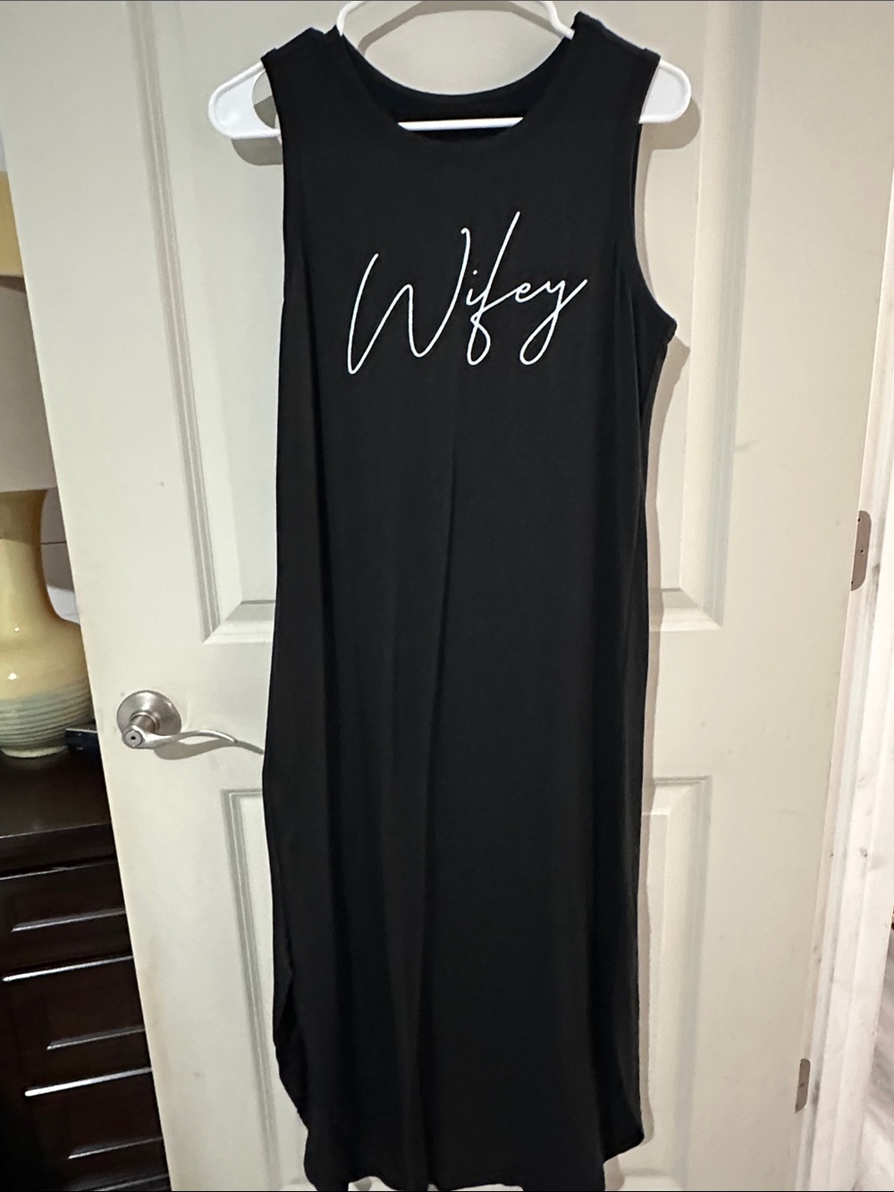 Source Unknown Black 'Wifey' Sleeveless Maxi Dress